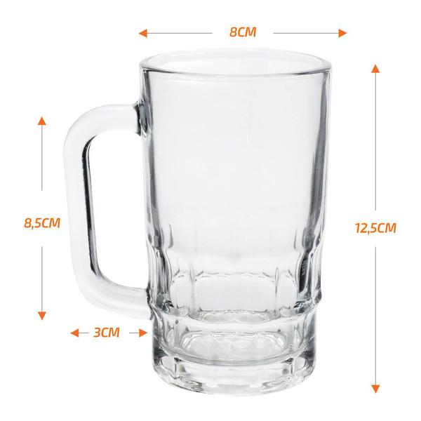 Imagem de Kit 12 Canecas de Chopp Cerveja de Vidro Grosso 370ml