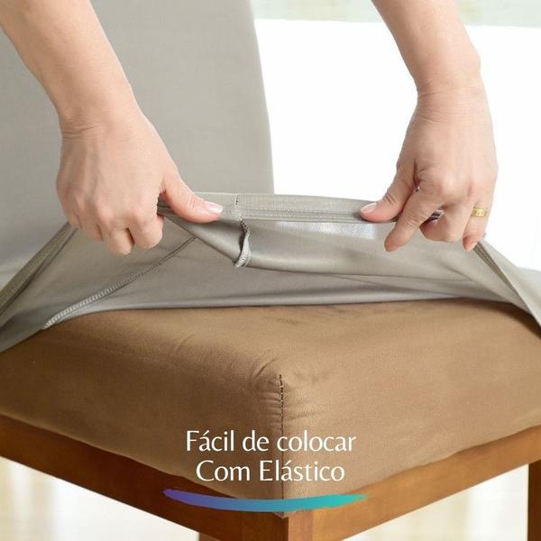 Imagem de Kit 12 Capa de Cadeiras Jantar Elastex Cinza Claro Premium