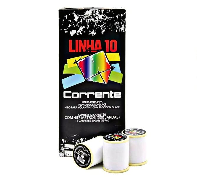 Imagem de Kit 12 Carreteis Linha De Pipa 10 Corrente 500 Jardas