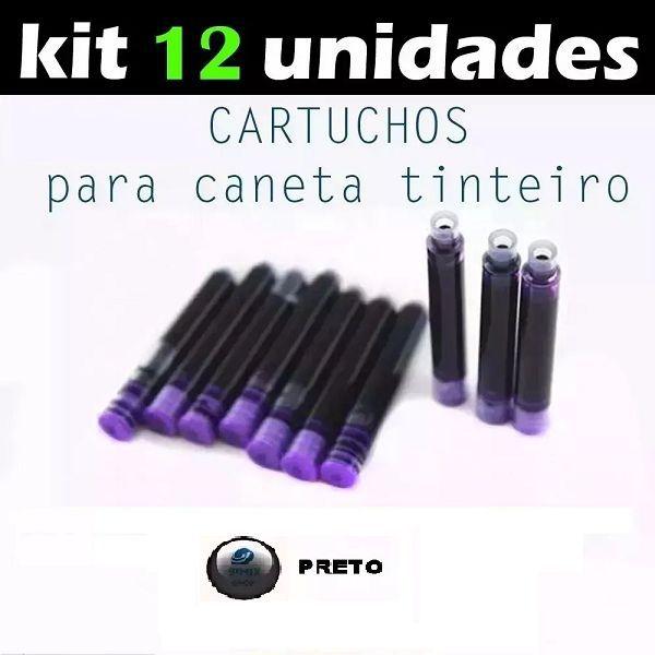 Imagem de Kit 12 Cartuchos Tinta Carga Caneta Tinteiro - Escolha A Cor