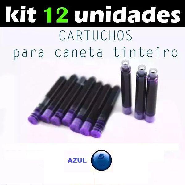 Imagem de Kit 12 Cartuchos Tinta Carga Caneta Tinteiro - Escolha A Cor