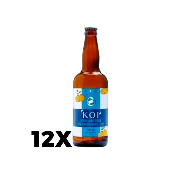 Imagem de Kit 12 cerveja de trigo com limão yuzu e sake koi life witbier azul 500ml