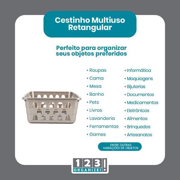 Kit 12 Cestos Caixa Organizadora Multiuso Armário Gaveta Comprido e Retangular P e M Cinza - 123Organizei Imagem de Kit 12 Cestos Caixa Organizadora Multiuso Armário Gaveta Comprido e Retangular P e M Cinza