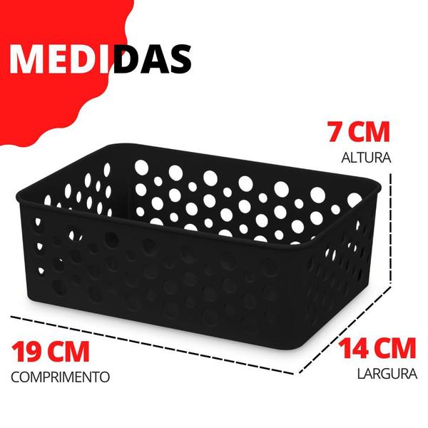 Imagem de Kit 12 Cestos Organizador Armário Gaveta Lavanderia P 19x13