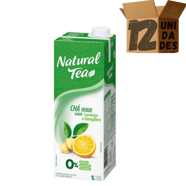 Imagem de Kit 12 Chá Verde Laranja e Gengibre Natural Tea Zero Açúcar Chá Gelado 1 Litro