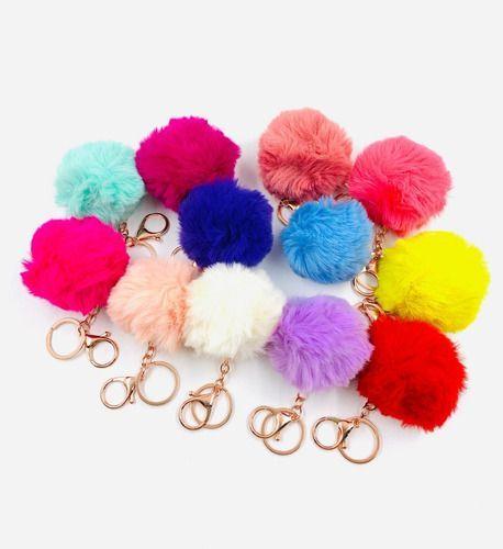 Imagem de Kit 12 Chaveiros De Pompom Pelúcia Peludo Macio Bolsa