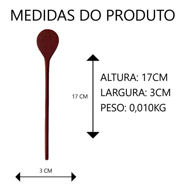 Imagem de Kit 12 Colher de pau para suco 17cm pequena madeira maciça