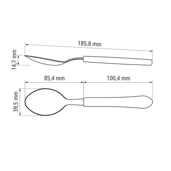 Imagem de KIT - 12 Colheres de Sopa Leme Com Lâmina em Aço Inox Cabo Preto CPBAG - Tramontina 23183400