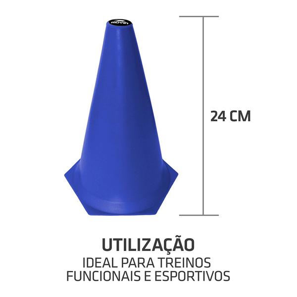 Imagem de Kit 12 Cones de Marcação de Plástico Muvin - 24cm - Treinamento Funcional, Agilidade e Fortalecimento