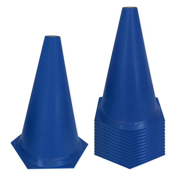 Imagem de Kit 12 Cones de Marcação de Plástico Muvin - 24cm - Treinamento Funcional, Agilidade e Fortalecimento