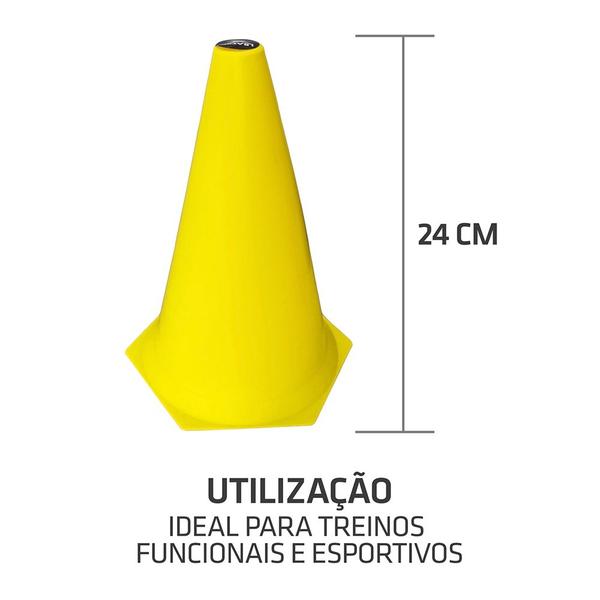 Imagem de Kit 12 Cones de Marcação de Plástico Muvin - 24cm - Treinamento Funcional, Agilidade e Fortalecimento