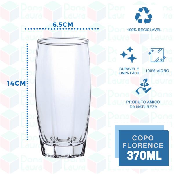 Imagem de Kit 12 Copos de Vidro 370ML - 6Transparente 6Cinza Suco Água