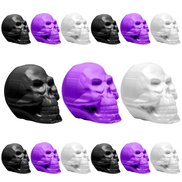 Imagem de Kit 12 Crânios Decoração Festa Dia das Bruxas Mortos Halloween Branco Roxo e Preto