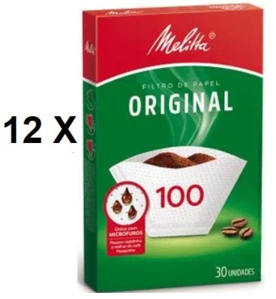 Imagem de kit 12 cx Filtro Coador Papel Melitta nº100 c/ 30 unid cada