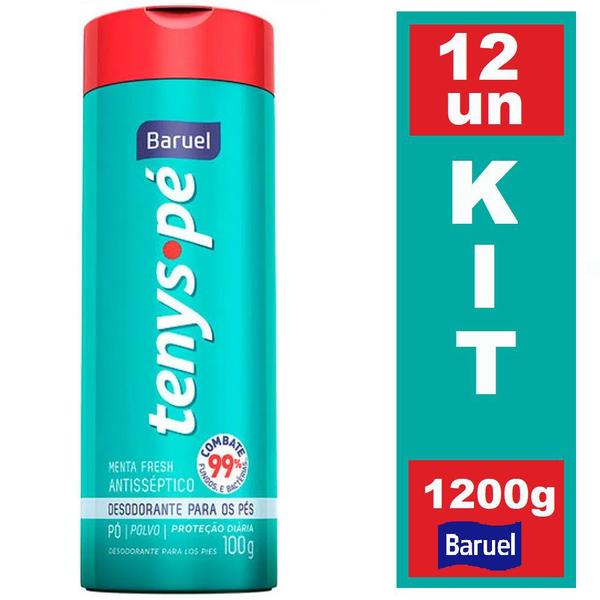 Imagem de Kit 12 Desodorante Antisséptico Pó para Pés Menta Fresh 100g