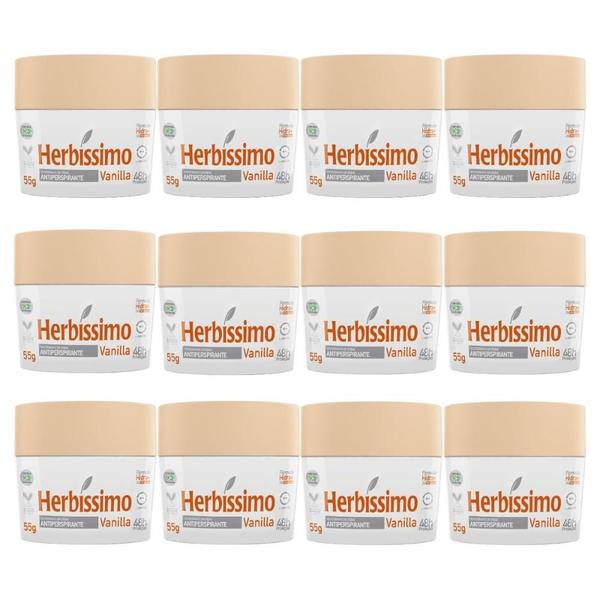 Imagem de Kit 12 Desodorante Creme Herbissimo Vanilla Antitranspirante 55g