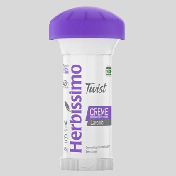 Imagem de Kit 12 Desodorante Twist Creme Lavanda Herbíssimo 45G - Dana