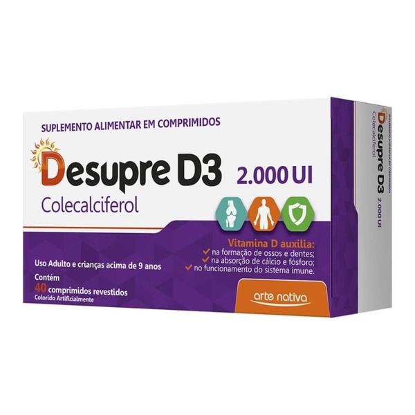 Imagem de Kit 12 Desupre D3 2000Ui 40 Cpr Vitamina D - Arte Nativa