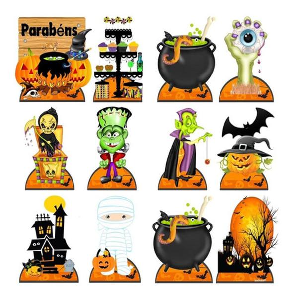 Imagem de Kit 12 Display Mesa Halloween Novo Festa Decoração 20cm