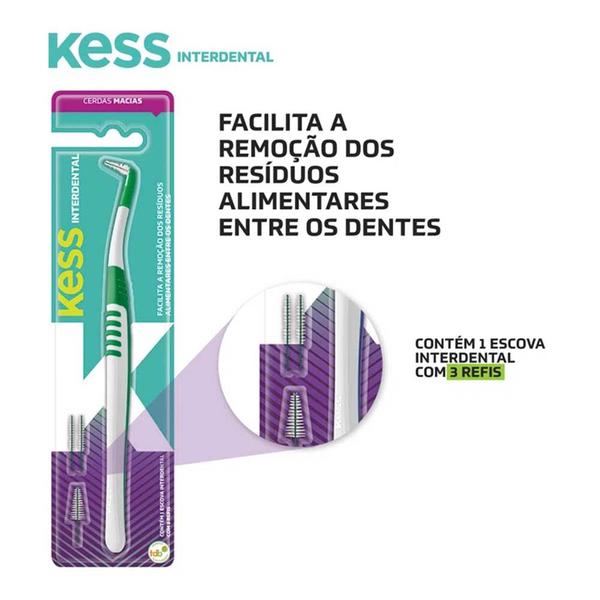 Imagem de Kit 12 Escova Interdental Cônica para Aparelho e Próteses com 48 Refis Cerdas Macias Kess