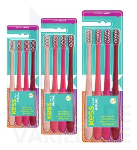 Imagem de Kit 12 Escovas De Dente Kess Basic Cerdas Macias Rosa