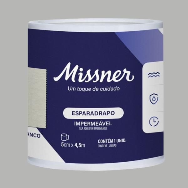 Imagem de Kit 12 Esparadrapo Impermeável Branco 5cm X 4,5m - Missner