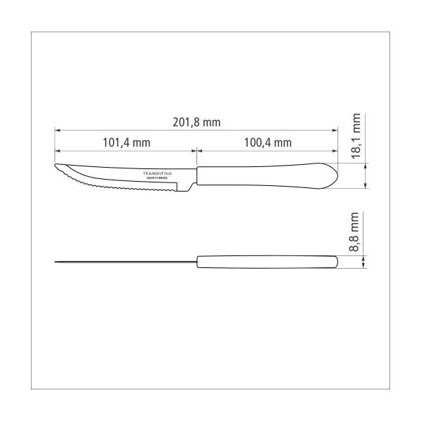 Imagem de Kit 12 Faca Churrasco Tramontina Leme Inox Cinza 4"