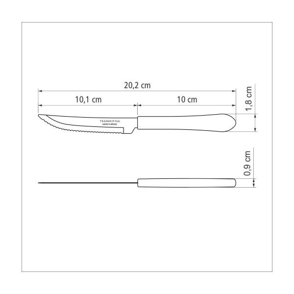 Imagem de Kit 12 Faca Churrasco Tramontina Leme Inox Preto 4"