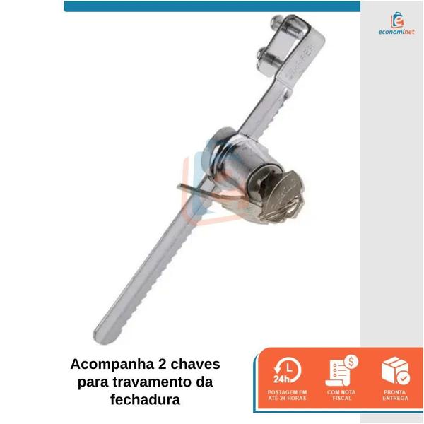 Imagem de Kit 12 Fechadura Jacaré Vitrine Vidro 140mm