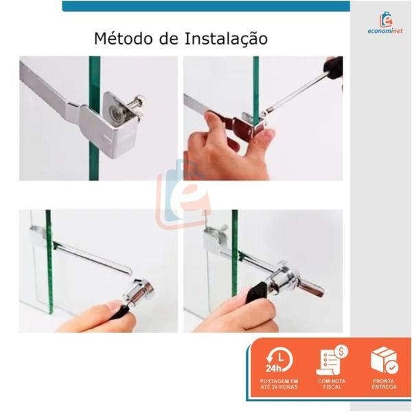 Imagem de Kit 12 Fechadura Jacaré Vitrine Vidro 140Mm - Starfer