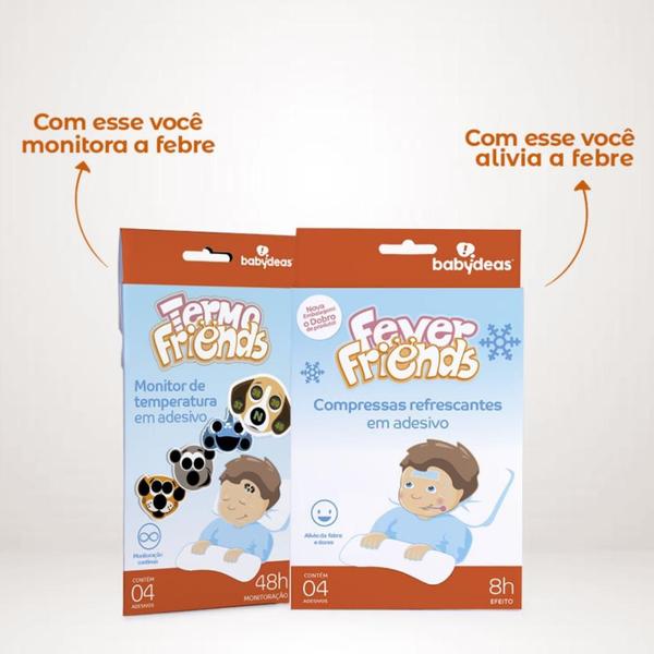 Imagem de Kit 12 Fever Friends Adesivos Refrescantes Alivio Febre Bebê