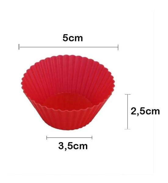 Imagem de Kit 12 Formas Silicone Mini Cupcake Bolo Muffin Assadeira FREE BPA