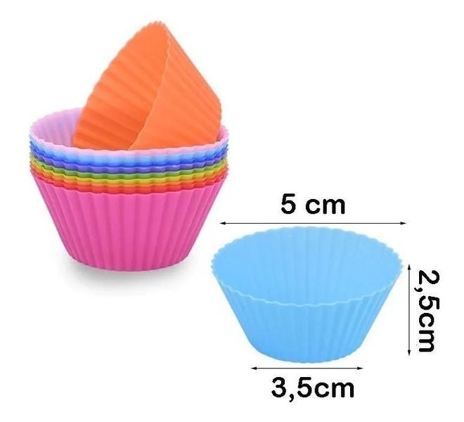 Imagem de Kit 12 Formas Silicone Mini Cupcake Bolo Muffin Assadeira FREE BPA