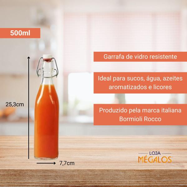 Imagem de  Kit 12 Garrafas Vidro Tampa Hermética 500ml Bormioli Rocco