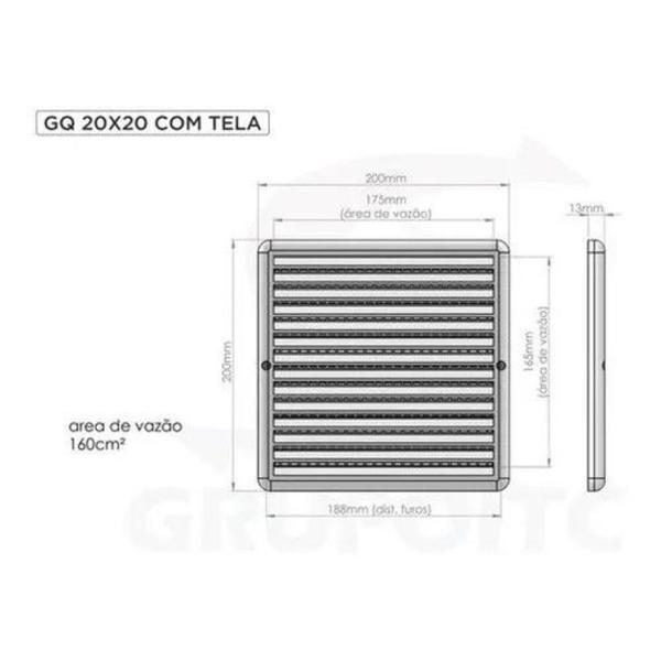 Imagem de Kit 12 Grade de Ventilação Quadrada Itc 20x20cm Com Tela