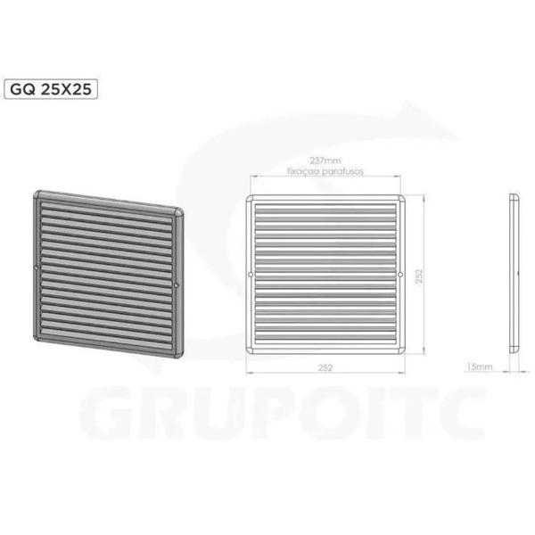 Imagem de Kit 12 Grades Ventilação Quadrada Itc 25x25cm Com Tela GQ2525