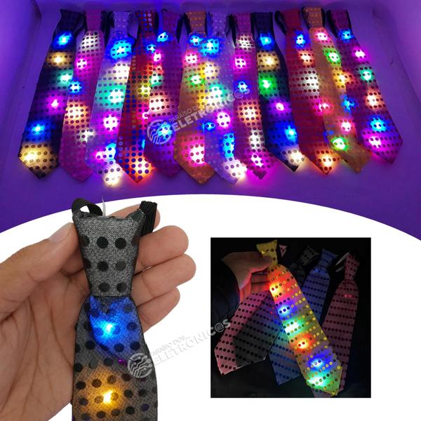 Imagem de Kit 12 Gravatas Iluminadas LED Para Balada, Discoteca, Festas de Casamento Cores Sortidas XM21381