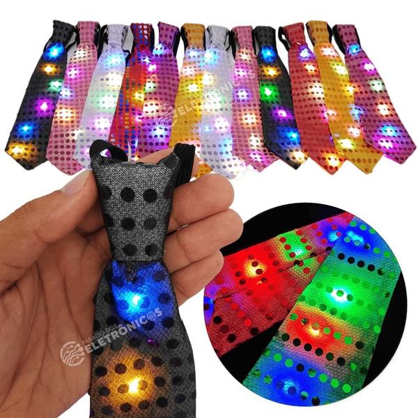 Imagem de Kit 12 Gravatinha Borboletas Iluminadas Piscantes Com Luz Led Colorido Carnaval XM21381