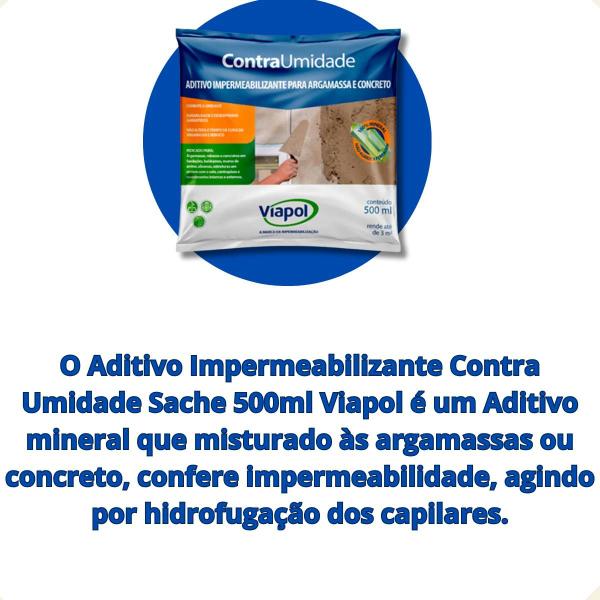 Imagem de KIT 12 Impermeabilizante Aditivo Contra Umidade 500ml Viapol