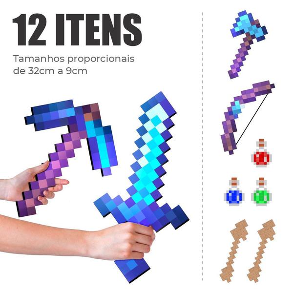 Imagem de Kit 12 Itens Minecraft Ferramenta Diamante Encantado 