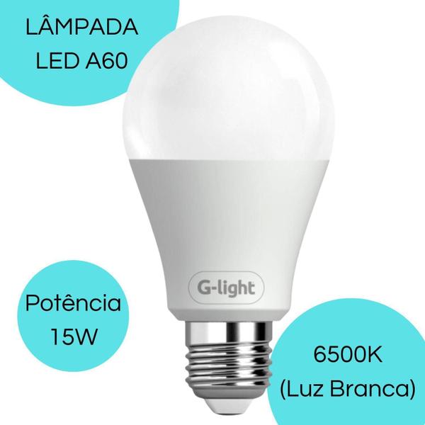 Imagem de Kit 12 Lâmpada Led Bulbo A60 15W E27 3000K Luz Branca