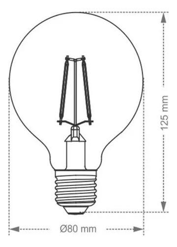 Imagem de Kit 12 Lâmpada Led Filamento G80 4w Branco-quente Taschibra