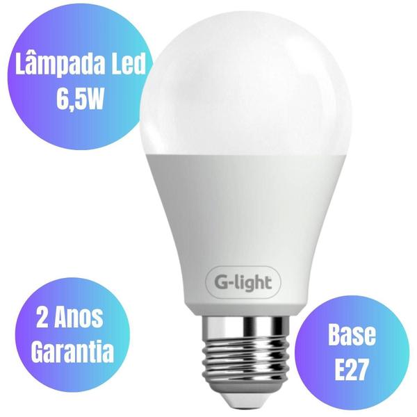 Imagem de Kit 12 Lâmpadas Led 6,5W E27 Autovolt 6500K Branco Frio Cor