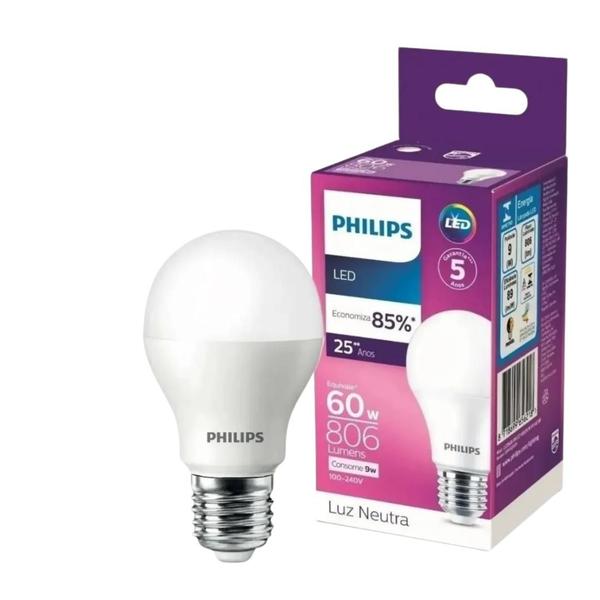 Imagem de Kit 12 Lampadas Led Bulbo 9W 806Lm Bivolt 4000k Philips