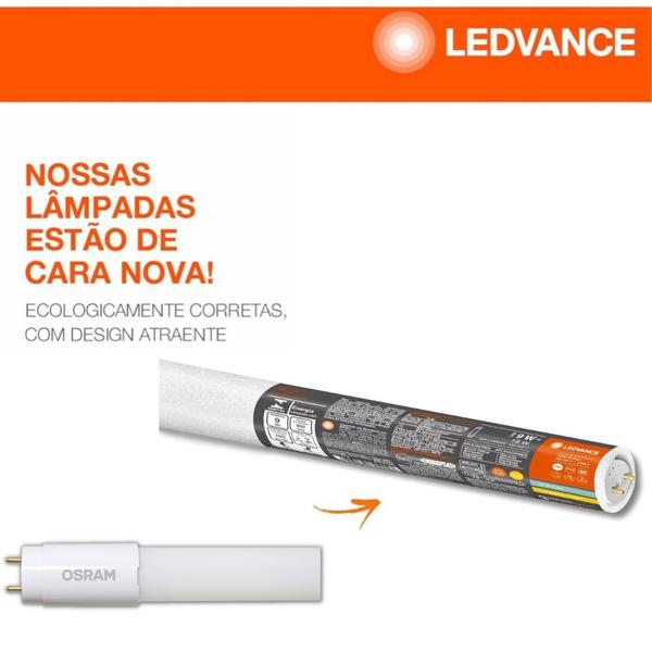 Imagem de Kit 12 lampadas led tubo t8 9w 3000k 900lm biv g13 - osram