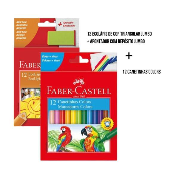 Imagem de Kit 12 Lápis de Cor Jumbo + Canetinhas - Faber-Castell