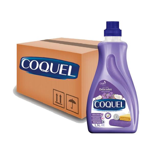 Imagem de Kit 12 Lava Roupa Liquido Coquel Lavanda 1,5L Sabão de Roupa