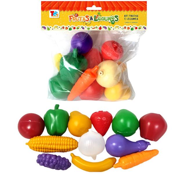 Imagem de Kit 12 Legumes e Verduras de Brinquedo Comidinha Infantil Cozinha Faz de Conta