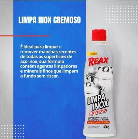 Imagem de Kit 12 Limpa Inox Cremoso 400g Reax Remove Mancha Panela Pia