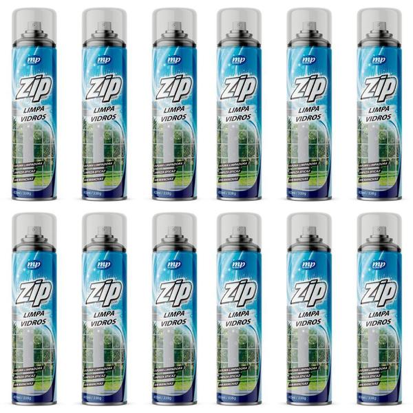 Imagem de Kit 12 limpa vidros desengordura e protege sem manchas spray zip 400ml my place